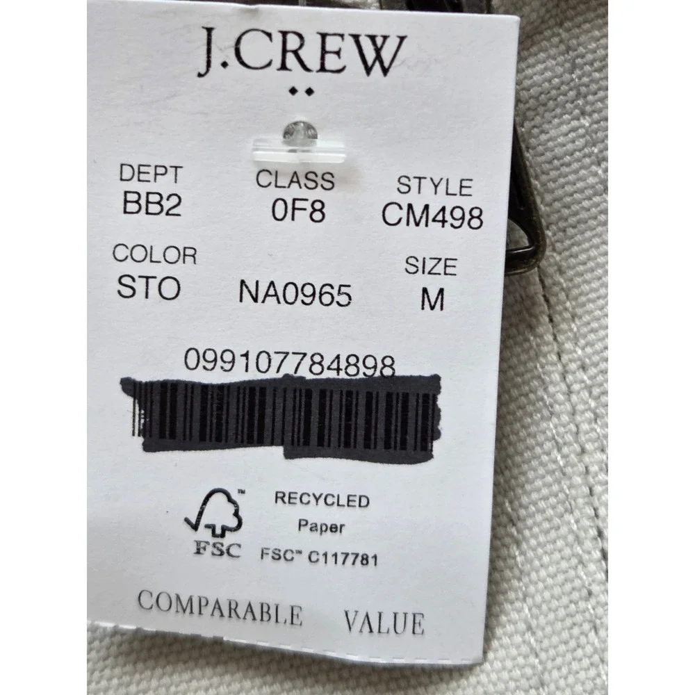J. Crew Canvas Work Jacket Corduroy Collar Mens M Stone NWD $280‎ CM498